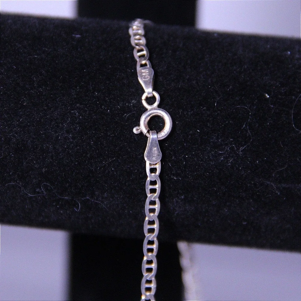Sterling Silver 925 Mariner Anchor Link Chain Necklace‎ 20 Inch 2mm GM Italy